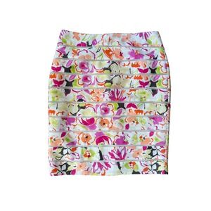 Ann Taylor Sheer Stripe Floral Pencil Skirt Womens Size 6 Multicolor Work Office